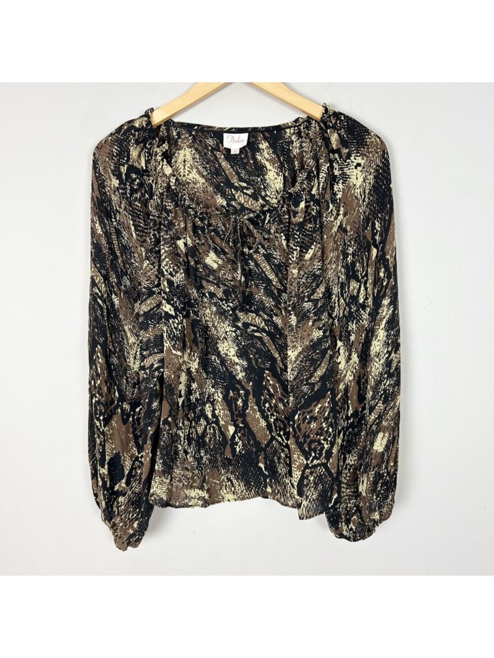 Parker Silk Blouse Brown Black‎ Abstract Dark Whimsigoth Size Small Women's